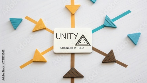 Unity and Strength in Focus Concept with Geometric Shapes and Colors