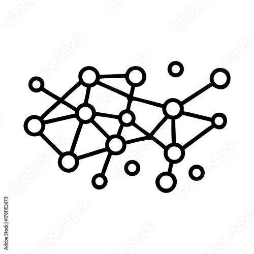 Abstract neural network with dots and lines on a white background