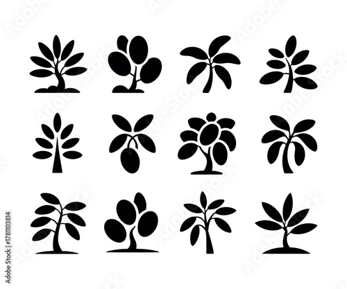 Illustrative mango tree with vibrant foliage and trunk