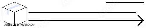 Geometric cube directing long straight arrows toward clarity and goal, emphasizing movement, progression, efficiency. Ideal for workflow, direction, strategy, growth, focus optimization simple flat