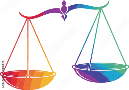 Balance Scale Icon Symbolizing Equality Justice and Harmony with Rainbow Gradient Color Scheme