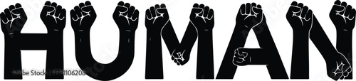 Human Rights Advocacy Symbol with Raised Fists for Unity and Empowerment Campaign