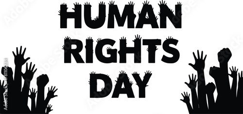 Human Rights Day Celebration with Raised Hands Symbolizing Freedom and Solidarity