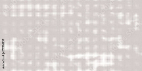 White wrinkled paper texture. Vector halftone pixelated manga background. Light beige neutral color dots bg. Grungy urban backdrop. Wide horizontal duotone banner. Crumpled punk collage template
