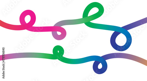 Dynamic abstract colorful gradient looping wavy lines illustration