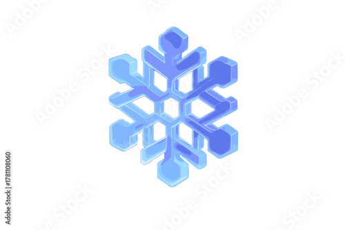 Translucent volumetric crystal composed geometry text single icon snow cold ice blue