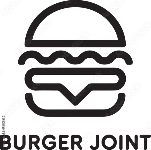 Burger Joint Logo Design, Fast Food Restaurant Icon, Burger Shop Vector Template