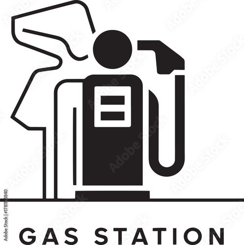 Gas Station Icon Vector Illustration for Fuel and Automotive Services Navigation