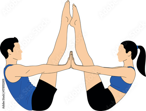 Couple performing a yoga pose together