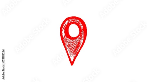 Bouncing location marker, hand drawn doodle icon 