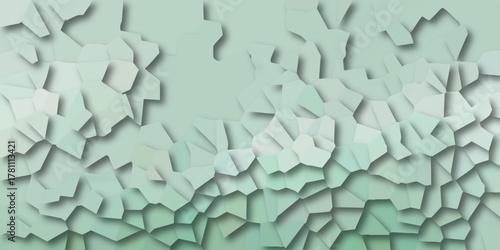Abstract Geometric Pattern of Interlocking Polygonal Shapes in Soft Green and Teal Tones with Subtle Shadow Effects