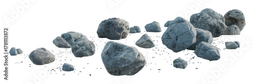 3D Cosmic Space Stone Meteorite Set – Flying Asteroid Debris, Grey Galaxy Rocks, Sci-Fi Comet Explosion Elements for Poster, Game, Animation, or VFX Design