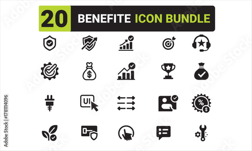 Business Benefit Icon Collection and Flat Design Vector Pack