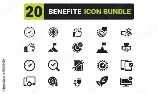 Business Benefit Icon Collection and Flat Design Vector Pack