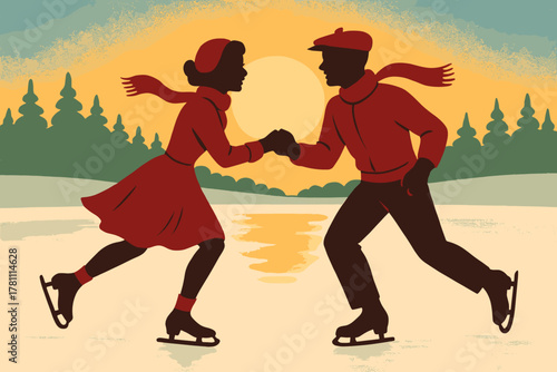 Retro marks glowing no speech vector cartoon ice skating against icon soft