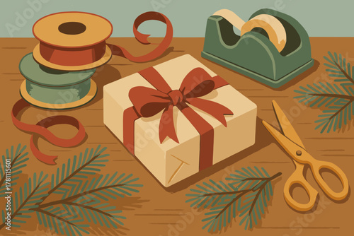 Gift icon surface wrapping fills vector retro sky soft ribbon snow negative