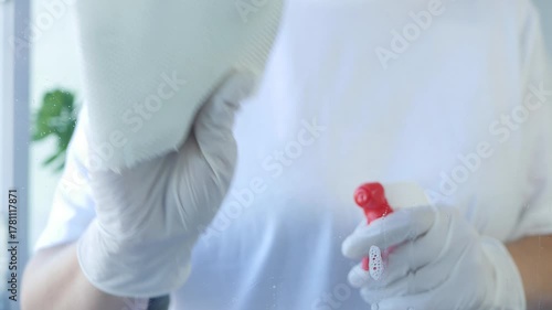 Cleaning Windows, Disinfecting in Coronavirus Pandemic Crisis, Cleaning Surface, Disinfectant in Hospitals for Covid-19 Disease, Household, Medical Healthcare