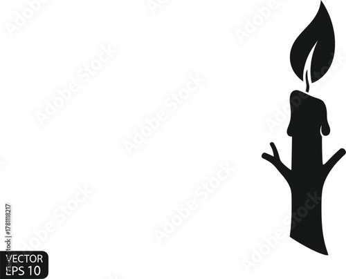 Stylized candle with leaf flame silhouette icon vector graphic design element illustration art