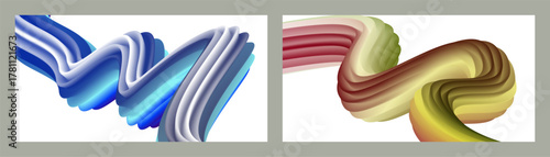 Abstract volumetric background. Cords. set of two illustrations. Toothpaste in a tube. Minimalism. Creative modern background.