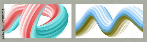 Abstract volumetric background. Cords. set of two illustrations. Toothpaste in a tube. Minimalism. Creative modern background. Cover design, wallpaper, background. eps 