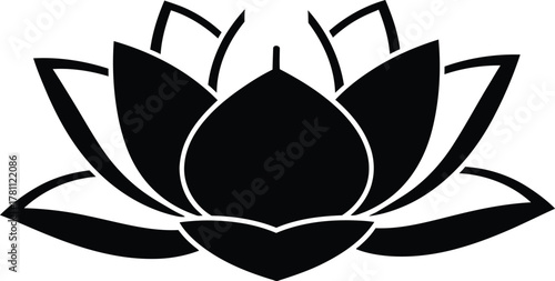Elegant black lotus flower silhouette symbol of purity spirituality peace enlightenment meditation yoga