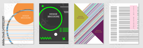 Geometric cover design, set. Abstract unusual background 