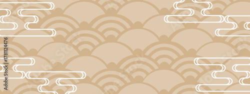 青海波模様とエ霞のバナー　イエロー