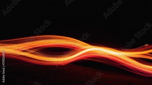 Abstract Red and Orange Light Streaks in Motion