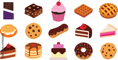 Delicious Dessert and Sweet Treats Vector Collection
