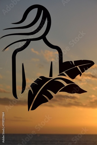 Silhouette of a woman at sunset