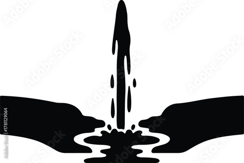 Illustrator Water fountain jet with splash silhouette vector
