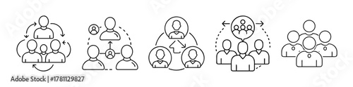 Business teamwork, communication, network, and group icons set