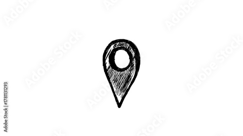 Bouncing location marker, hand drawn doodle icon 