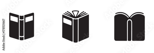 Book logo icon set, different style book, simple book symbol, book silhouette with minimalistic design, vector illustration EPS 10.