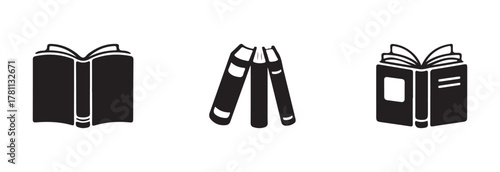 Simple book symbol icon set, book icons logo, book icon vector, Collection of book icons,  vector illustration EPS 10.