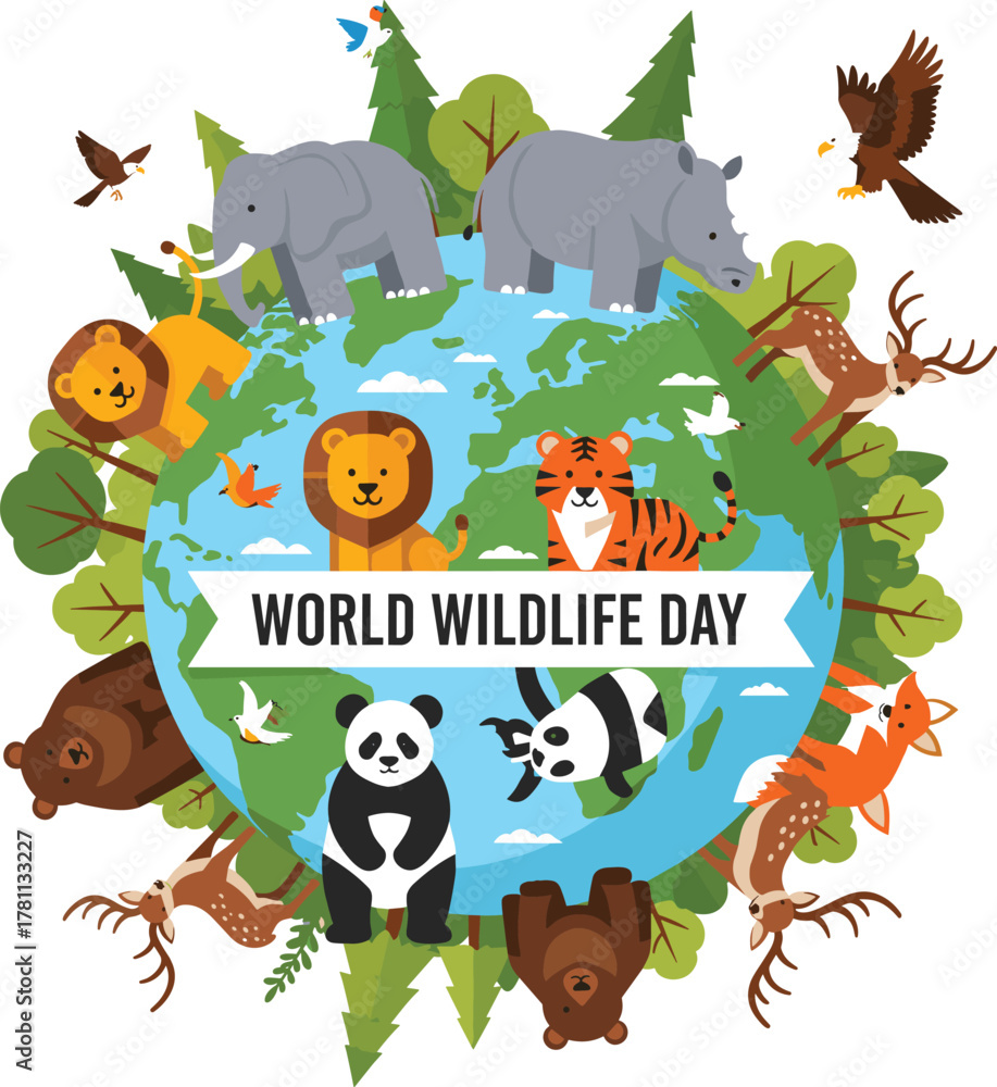 Fototapeta premium World Wildlife Day 2025: Protecting Nature’s Wonders and Promoting Wildlife Conservation