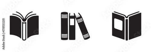 Book icon set, learning language skill sign symbol, vector isolated book sign collection, vector illustration EPS 10..