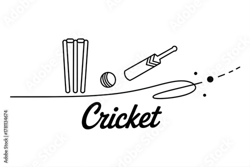 Cricket equipment isolated on white background illustration