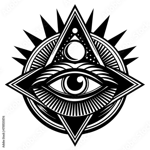 Third Eye Spiritual Symbol Vector – Inner Wisdom and Cosmic Energy