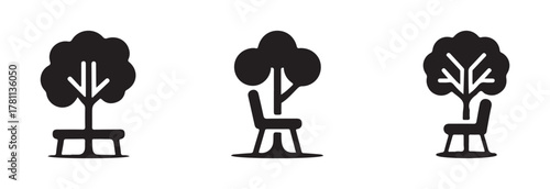 Chair and umbrella summer simple graphic design icon set, beach chair logo icon, vector illustration EPS 10.