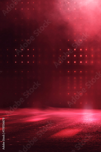 A red empty stage with spot...