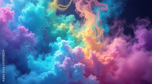 Dynamic abstract blend of colorful smoke and vibrant textures