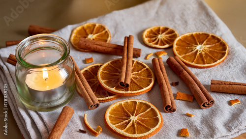 Wallpaper Mural Cozy seasonal warmth with dried oranges and cinnamon Torontodigital.ca