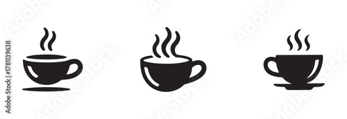 Cups of coffee tea icon set, hot drink icon, cup beverage vector icon, Coffee vector icon, vector Illustration EPS 10.