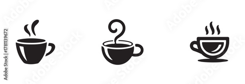 Cup icon set, cup hot icons design, tea cups vector icon collection, cup and mug silhouette icon, vector illustration EPS 10.