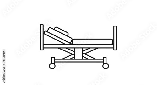 A single hospital bed is depicted in a simple, clean line drawing on a white background.