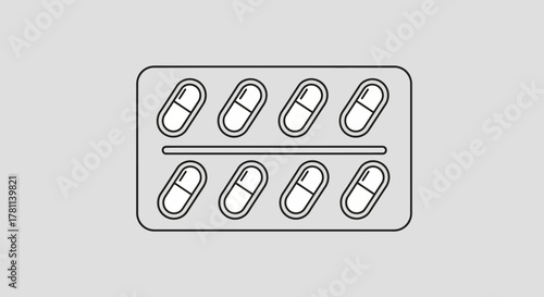 A close-up view of a blister pack containing eight capsules.