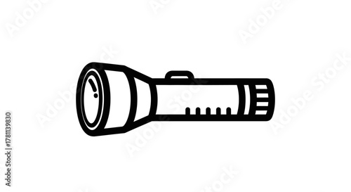 Simple line drawing of a flashlight, illustrating a portable light source.