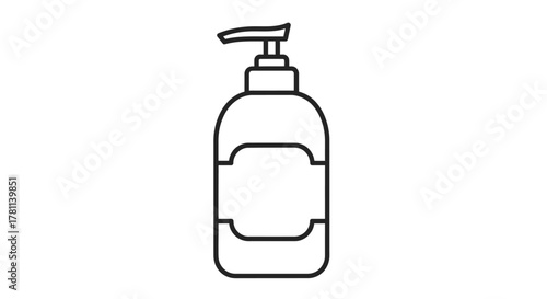 Simple black and white illustration of a liquid soap dispenser.