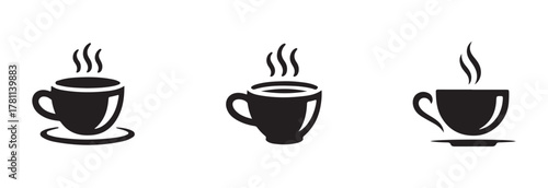 Coffee cup icon set, cup coffee with steam, cup a coffee sign, cup a coffee symbol, vector Illustration EPS 10.
